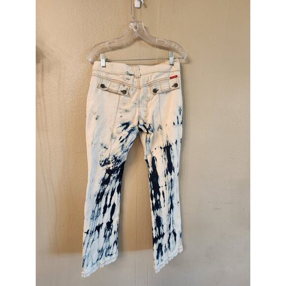 XX by Mexx Y2K Low Rise Tie Dye Cargo Denim Wide Leg Women's Jeans SZ 2 - Picture 2 of 11